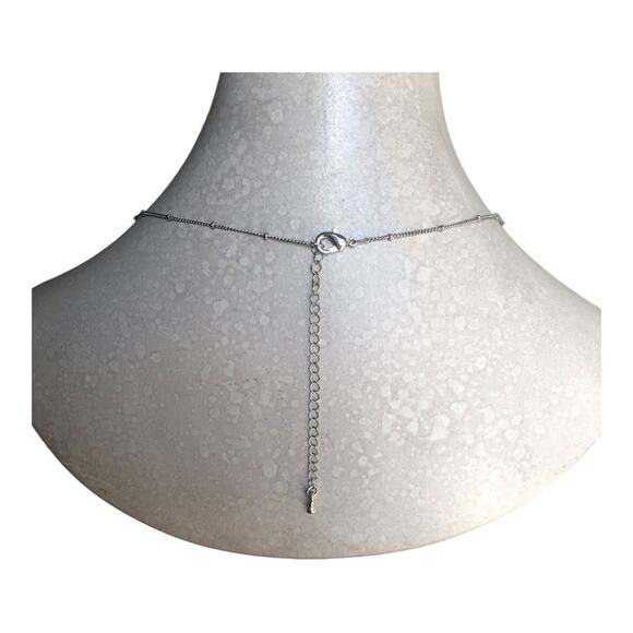 Classic Timeless Silver Plated Small Beads Cubic Zirconia Bar Pendant Necklace - Picture 13 of 15